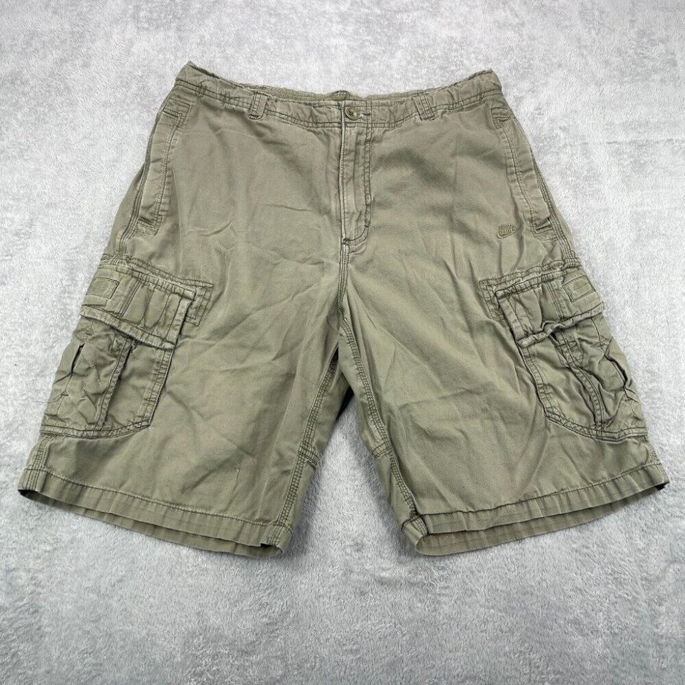 Vintage Nike Sportswear Cargo Shorts Mens Medium Green Distressed Drawstring